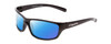 Profile View of Coyote P-42 Designer Polarized Reading Sunglasses with Custom Cut Powered Blue Mirror Lenses in Gloss Black Mens Wrap Full Rim Acetate 62 mm