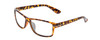 Profile View of Coyote P-43 Designer Progressive Lens Blue Light Blocking Eyeglasses in Dark Tortoise Unisex Rectangle Full Rim Acetate 58 mm with Blue Light Zone functionality illustration laid over the lens