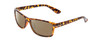 Profile View of Coyote P-43 Designer Polarized Reading Sunglasses with Custom Cut Powered Amber Brown Lenses in Dark Tortoise Unisex Rectangle Full Rim Acetate 58 mm