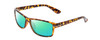 Profile View of Coyote P-43 Designer Polarized Reading Sunglasses with Custom Cut Powered Green Mirror Lenses in Dark Tortoise Unisex Rectangle Full Rim Acetate 58 mm