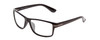 Profile View of Coyote P-43 Designer Blue Light Blocking Eyeglasses in Gloss Black Unisex Rectangle Full Rim Acetate 58 mm