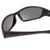 Close Up View of Coyote P-44 Unisex Wrap Designer Polarized Sunglasses in Gloss Black & Grey 66mm