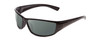 Profile View of Coyote P-44 Designer Polarized Sunglasses with Custom Cut Smoke Grey Lenses in Gloss Black Unisex Wrap Full Rim Acetate 66 mm