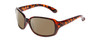 Profile View of Coyote P-57 Designer Polarized Sunglasses with Custom Cut Amber Brown Lenses in Tortoise Ladies Rectangle Full Rim Acetate 59 mm