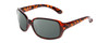 Profile View of Coyote P-57 Designer Polarized Sunglasses with Custom Cut Smoke Grey Lenses in Tortoise Ladies Rectangle Full Rim Acetate 59 mm