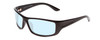 Profile View of Coyote P-59 Designer Blue Light Blocking Eyeglasses in Black Rose Unisex Wrap Full Rim Acetate 63 mm