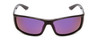 Front View of Coyote P-59 Unisex Wrap Polarized Sunglasses Matte Black Grey & Blue Mirror 63mm
