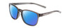 Profile View of Coyote Rambler Designer Polarized Sunglasses with Custom Cut Blue Mirror Lenses in Crystal Grey Mens Square Full Rim Acetate 53 mm