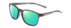 Profile View of Coyote Rambler Designer Polarized Reading Sunglasses with Custom Cut Powered Green Mirror Lenses in Crystal Grey Mens Square Full Rim Acetate 53 mm