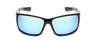 Front View of Coyote Raptor Mens Wrap Polarized Sunglasses Gloss Black Grey & Blue Mirror 63mm
