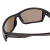 Close Up View of Coyote Raptor Mens Wrap Polarized Sunglasses Gloss Black Grey & Blue Mirror 63mm