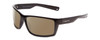 Profile View of Coyote Raptor Designer Polarized Sunglasses with Custom Cut Amber Brown Lenses in Gloss Black Grey Mens Wrap Full Rim Acetate 63 mm