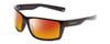 Profile View of Coyote Raptor Designer Polarized Sunglasses with Custom Cut Red Mirror Lenses in Gloss Black Grey Mens Wrap Full Rim Acetate 63 mm