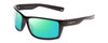 Profile View of Coyote Raptor Designer Polarized Reading Sunglasses with Custom Cut Powered Green Mirror Lenses in Gloss Black Grey Mens Wrap Full Rim Acetate 63 mm