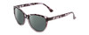 Profile View of Coyote Raven Designer Polarized Sunglasses with Custom Cut Smoke Grey Lenses in Purple Tortoise Brown Ladies Cateye Full Rim Acetate 54 mm
