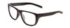 Profile View of Coyote Redfin Designer Progressive Lens Blue Light Blocking Eyeglasses in Matte Black Grey Mens Square Full Rim Acetate 55 mm with Blue Light Zone functionality illustration laid over the lens