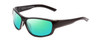 Profile View of Coyote Salty Designer Polarized Reading Sunglasses with Custom Cut Powered Green Mirror Lenses in Gloss Black Grey Unisex Wrap Full Rim Acetate 61 mm