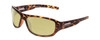 Profile View of Coyote Sonoma Designer Polarized Reading Sunglasses with Custom Cut Powered Sun Flower Yellow Lenses in Dark Matte Tortoise Unisex Wrap Full Rim Acetate 61 mm