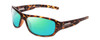 Profile View of Coyote Sonoma Designer Polarized Reading Sunglasses with Custom Cut Powered Green Mirror Lenses in Dark Matte Tortoise Unisex Wrap Full Rim Acetate 61 mm