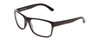 Profile View of Coyote Twisted Designer Progressive Lens Blue Light Blocking Eyeglasses in Matte Black Gun Metal Grey Mens Square Full Rim Acetate 58 mm with Blue Light Zone functionality illustration laid over the lens