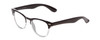 Profile View of Coyote Uptown Designer Progressive Lens Blue Light Blocking Eyeglasses in Black Clear Fade Unisex Round Full Rim Acetate 49 mm with Blue Light Zone functionality illustration laid over the lens
