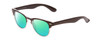 Profile View of Coyote Uptown Designer Polarized Reading Sunglasses with Custom Cut Powered Green Mirror Lenses in Brown Clear Fade Unisex Round Full Rim Acetate 49 mm