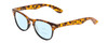 Profile View of Coyote Uptown Designer Progressive Lens Blue Light Blocking Eyeglasses in Tokyo Tortoise Black Ladies Cateye Full Rim Acetate 49 mm with Blue Light Zone functionality illustration laid over the lens