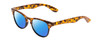 Profile View of Coyote Uptown Designer Polarized Sunglasses with Custom Cut Blue Mirror Lenses in Tokyo Tortoise Black Ladies Cateye Full Rim Acetate 49 mm