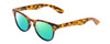 Profile View of Coyote Uptown Designer Polarized Reading Sunglasses with Custom Cut Powered Green Mirror Lenses in Tokyo Tortoise Black Ladies Cateye Full Rim Acetate 49 mm