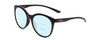 Profile View of Smith Optics Bayside Designer Progressive Lens Blue Light Blocking Eyeglasses in Gloss Black Unisex Cateye Full Rim Acetate 54 mm with Blue Light Zone functionality illustration laid over the lens