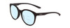 Profile View of Smith Optics Bayside Designer Progressive Lens Blue Light Blocking Eyeglasses in Matte Black Unisex Cateye Full Rim Acetate 54 mm with Blue Light Zone functionality illustration laid over the lens