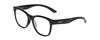 Profile View of Smith Optics Caper Designer Progressive Lens Blue Light Blocking Eyeglasses in Gloss Black Ladies Cateye Full Rim Acetate 53 mm with Blue Light Zone functionality illustration laid over the lens