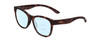 Profile View of Smith Optics Caper Designer Progressive Lens Blue Light Blocking Eyeglasses in Matte Tortoise Havana Gold Ladies Cateye Full Rim Acetate 53 mm with Blue Light Zone functionality illustration laid over the lens