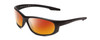 Profile View of Smith Optics Chamber Elite Designer Polarized Sunglasses with Custom Cut Red Mirror Lenses in Matte Black Unisex Wrap Full Rim Acetate 65 mm
