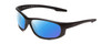 Profile View of Smith Optics Chamber Elite Designer Polarized Sunglasses with Custom Cut Blue Mirror Lenses in Matte Black Unisex Wrap Full Rim Acetate 65 mm