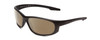 Profile View of Smith Optics Chamber Elite Designer Polarized Reading Sunglasses with Custom Cut Powered Amber Brown Lenses in Matte Black Unisex Wrap Full Rim Acetate 65 mm