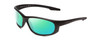 Profile View of Smith Optics Chamber Elite Designer Polarized Reading Sunglasses with Custom Cut Powered Green Mirror Lenses in Matte Black Unisex Wrap Full Rim Acetate 65 mm