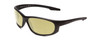 Profile View of Smith Optics Chamber Elite Designer Polarized Reading Sunglasses with Custom Cut Powered Sun Flower Yellow Lenses in Matte Black Unisex Wrap Full Rim Acetate 65 mm