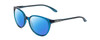 Profile View of Smith Optics Cheetah Designer Polarized Reading Sunglasses with Custom Cut Powered Blue Mirror Lenses in Cool Blue Crystal Ladies Cateye Full Rim Acetate 54 mm