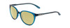 Profile View of Smith Optics Cheetah Designer Polarized Reading Sunglasses with Custom Cut Powered Sun Flower Yellow Lenses in Cool Blue Crystal Ladies Cateye Full Rim Acetate 54 mm