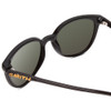 Close Up View of Smith Cheetah Ladies Cateye Sunglasses in Gloss Black/Polarized Gray Green 54 mm