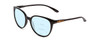 Profile View of Smith Optics Cheetah Designer Progressive Lens Blue Light Blocking Eyeglasses in Gloss Black Ladies Cateye Full Rim Acetate 54 mm with Blue Light Zone functionality illustration laid over the lens