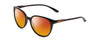Profile View of Smith Optics Cheetah Designer Polarized Sunglasses with Custom Cut Red Mirror Lenses in Gloss Black Ladies Cateye Full Rim Acetate 54 mm