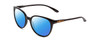 Profile View of Smith Optics Cheetah Designer Polarized Sunglasses with Custom Cut Blue Mirror Lenses in Gloss Black Ladies Cateye Full Rim Acetate 54 mm
