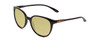 Profile View of Smith Optics Cheetah Designer Polarized Reading Sunglasses with Custom Cut Powered Sun Flower Yellow Lenses in Gloss Black Ladies Cateye Full Rim Acetate 54 mm