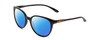 Profile View of Smith Optics Cheetah Designer Polarized Reading Sunglasses with Custom Cut Powered Blue Mirror Lenses in Gloss Black Ladies Cateye Full Rim Acetate 54 mm