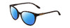 Profile View of Smith Optics Cheetah Designer Polarized Reading Sunglasses with Custom Cut Powered Blue Mirror Lenses in Matte Ash Tortoise Brown Grey Ladies Cateye Full Rim Acetate 54 mm