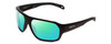 Profile View of Smith Optics Deckboss Designer Polarized Reading Sunglasses with Custom Cut Powered Green Mirror Lenses in Matte Black Unisex Rectangle Full Rim Acetate 63 mm