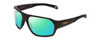 Profile View of Smith Optics Deckboss Designer Polarized Reading Sunglasses with Custom Cut Powered Green Mirror Lenses in Matte Gravy Grey Unisex Rectangle Full Rim Acetate 63 mm