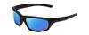 Profile View of Smith Optics Director Elite Designer Polarized Reading Sunglasses with Custom Cut Powered Blue Mirror Lenses in Gloss Black Unisex Rectangle Full Rim Acetate 60 mm